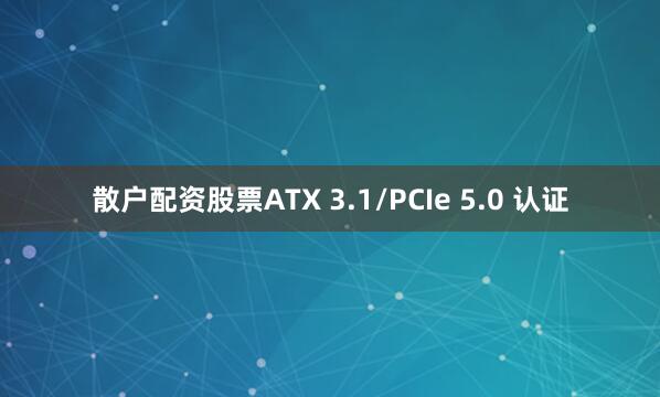 散户配资股票ATX 3.1/PCIe 5.0 认证